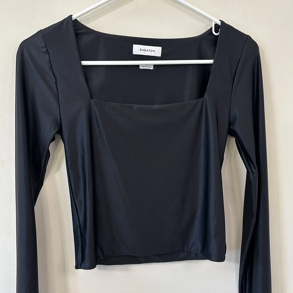 Aritzia Babaton Contour Squareneck Longsleeve Black Size Small - Picture 4 of 8